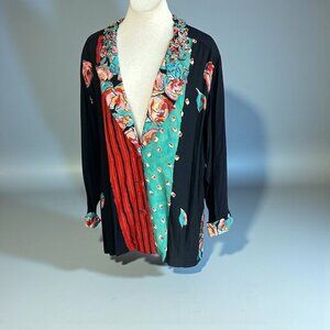 Carole Little Vintage 90s Jacket Tunic Blazer Art to Wear Moulin Rouge Size 14
